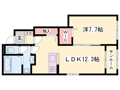 メゾンドアポロン(1LDK/1階)の間取り写真