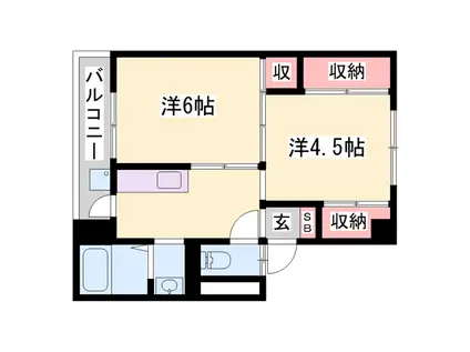 リーガルハウス小野 1棟(2K/5階)の間取り写真