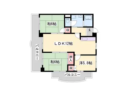 城西シティー彦和(3LDK/4階)の間取り写真
