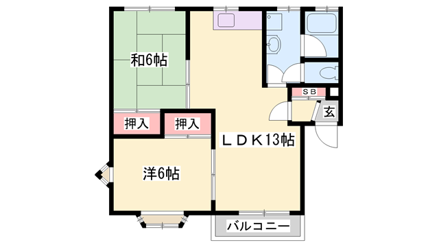 グリーンハイツ大谷(2LDK/1階)の間取り写真