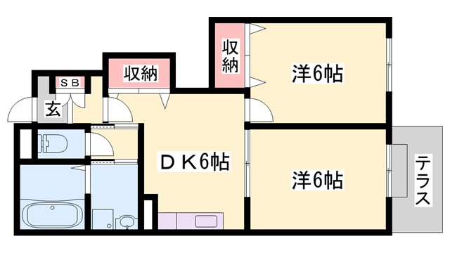 プラムガーデンハウス(2DK/1階)の間取り写真
