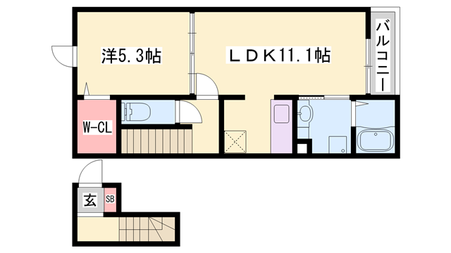 カトレア1(1LDK/2階)の間取り写真