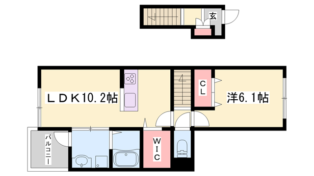 カトレア2(1LDK/2階)の間取り写真