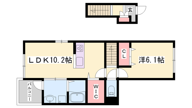 カトレア2(1LDK/2階)の間取り写真
