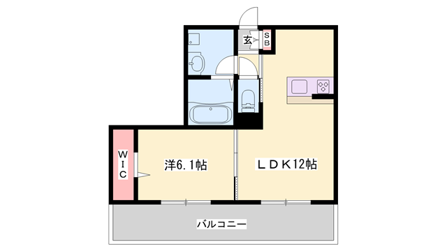 DーPLACE城西(1LDK/1階)の間取り写真