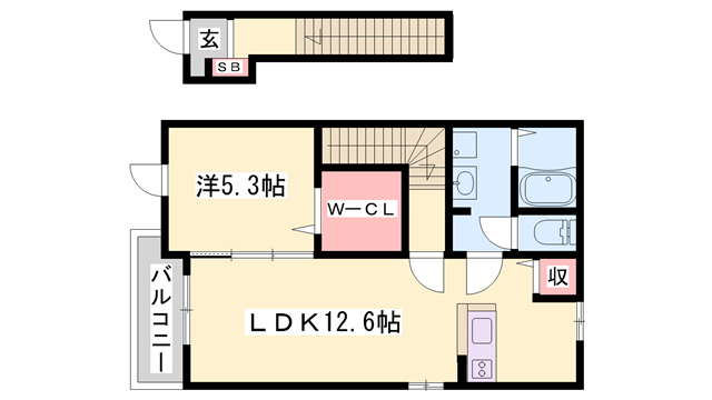 シーズンテラス太子(1LDK/2階)の間取り写真