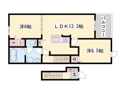 アンジュⅠ(2LDK/2階)の間取り写真