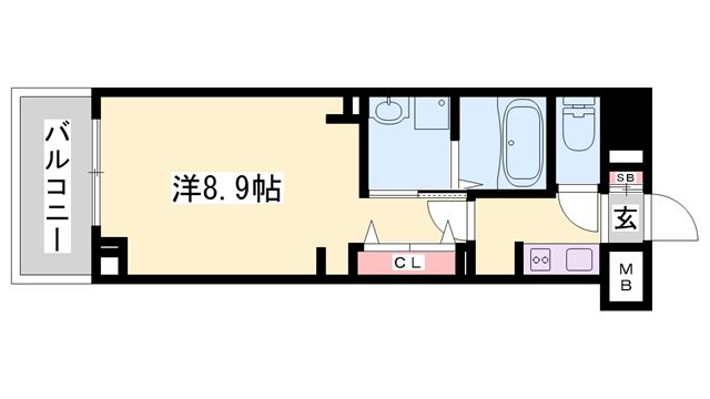 ザ ベース東姫路(1K/3階)の間取り写真