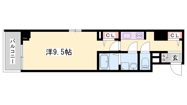 ザ ベース東姫路(1K/4階)の間取り写真