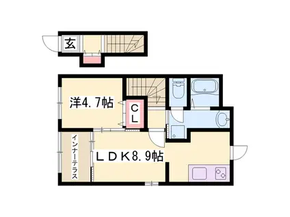 ジェダイト(1LDK/2階)の間取り写真