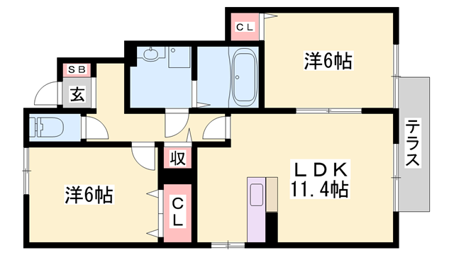 セジュールアカネA(2LDK/1階)の間取り写真