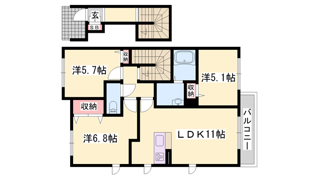 MAST COURT浜の宮(3LDK/2階)の間取り写真