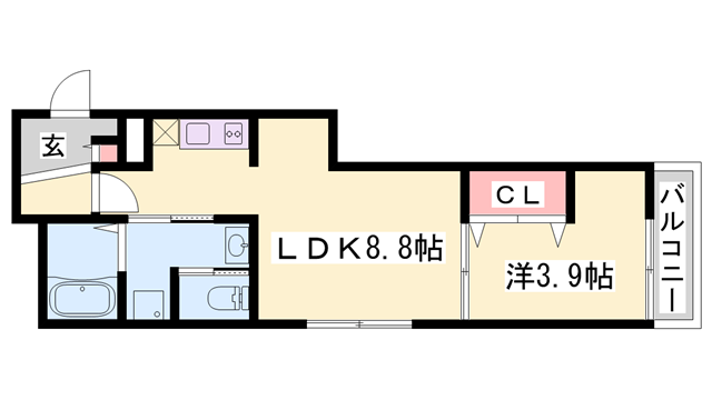 ALEGRIA飾磨(1LDK/2階)の間取り写真
