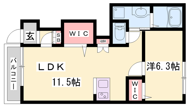 アクロポリスⅦ(1LDK/1階)の間取り写真