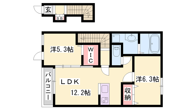 アクロポリスⅦ(2LDK/2階)の間取り写真