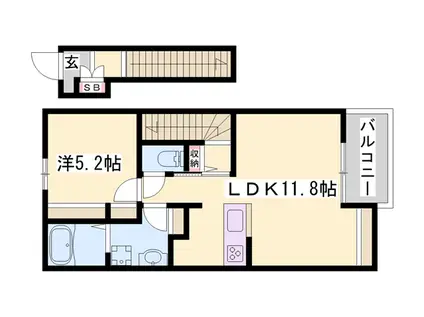 シャルマン・ドミール(1LDK/2階)の間取り写真