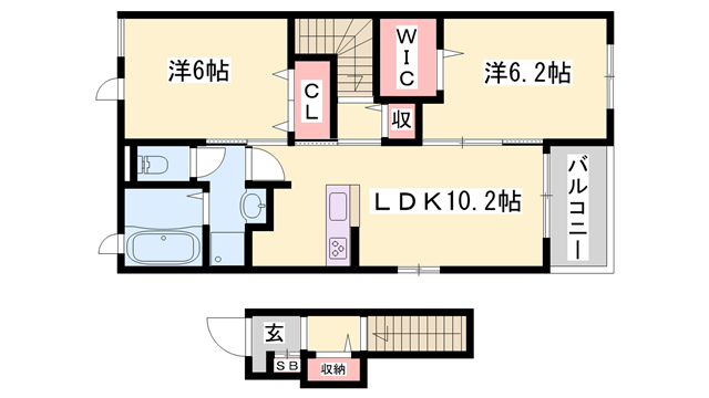 フォレストヴィラ(2LDK/2階)の間取り写真