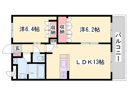 ファイン グランディール(2LDK/2階)の間取り写真