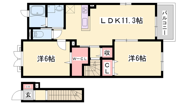 ラッフィナート・リアンB(2LDK/2階)の間取り写真