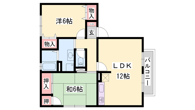 ラ・メゾンクレール(2LDK/2階)の間取り写真