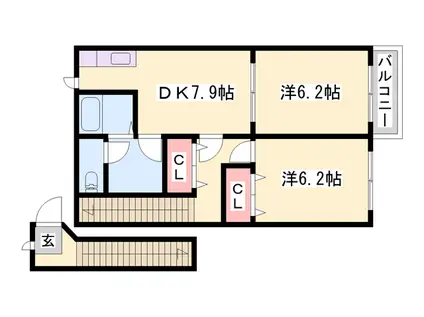 サンシャルマン(2DK/2階)の間取り写真