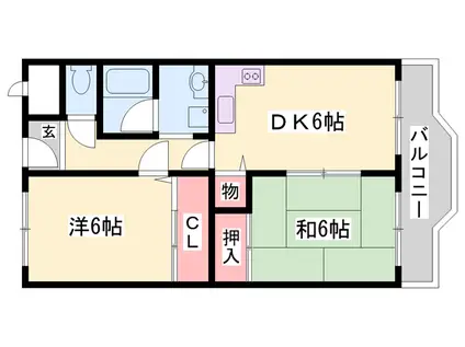 ヴィーブル新在家(2DK/3階)の間取り写真