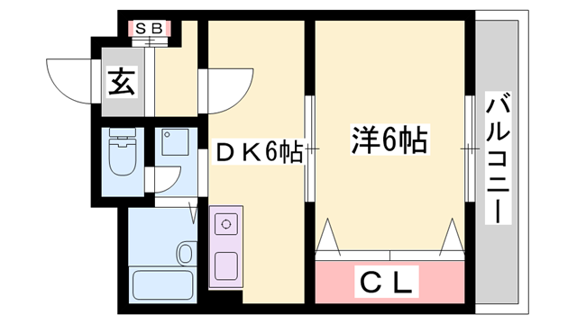 ファーストイン夢前川駅前(1DK/6階)の間取り写真