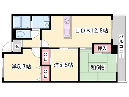 フローリッシュ1(3LDK/2階)の間取り写真