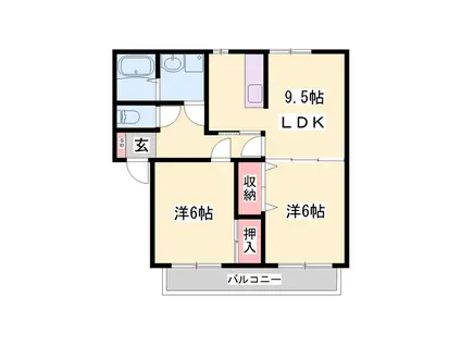 サンハイツ(2LDK/2階)の間取り写真