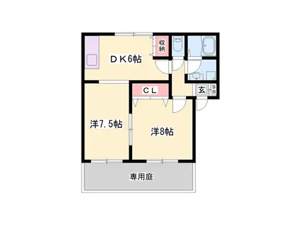 アーバンコート1(2DK/1階)の間取り写真