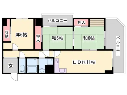ブリージェ姫路(3LDK/6階)の間取り写真