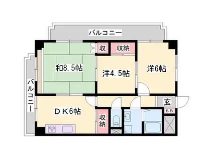 コーポ龍野(3DK/2階)の間取り写真