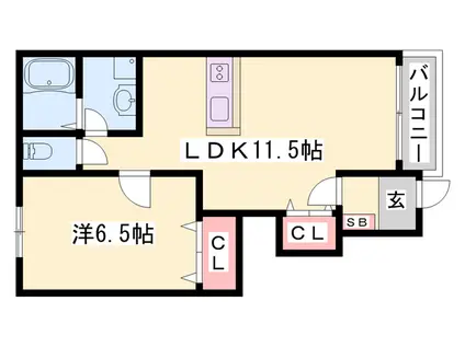 クレシアⅠ(1LDK/1階)の間取り写真