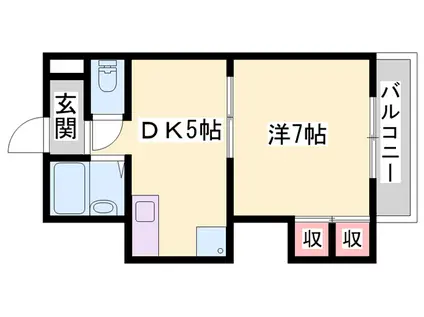 第2森レジデンス(1DK/2階)の間取り写真