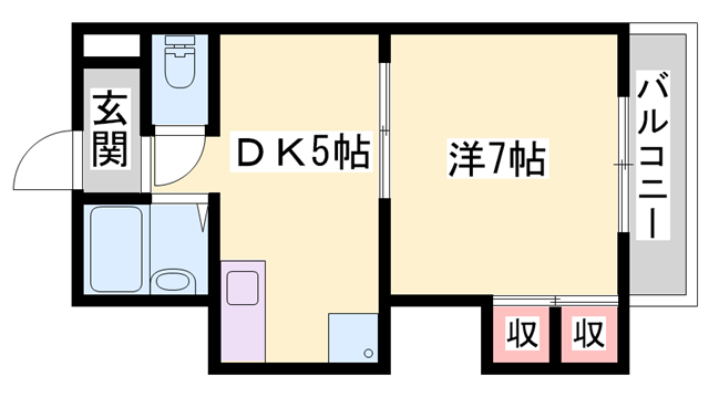 第2森レジデンス(1DK/2階)の間取り写真