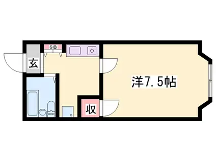 サンハイツ八代(1K/1階)の間取り写真