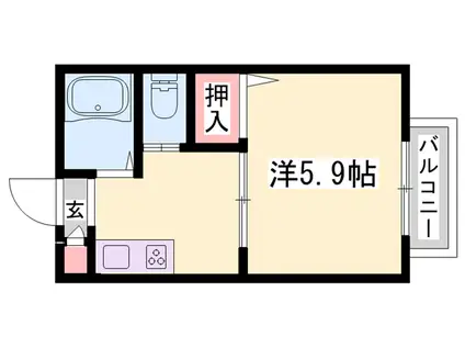 サンハイツふじ(1K/1階)の間取り写真