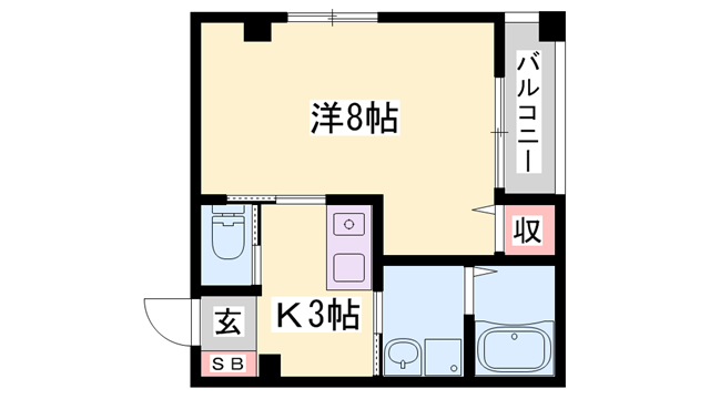 ボヌール姫路STA(1K/2階)の間取り写真