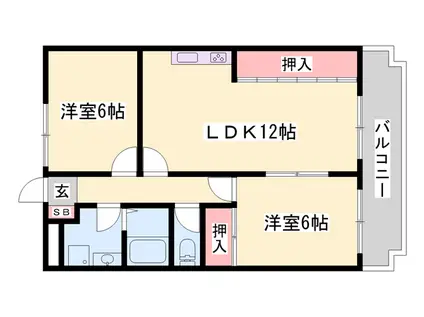 YKRシャンボール(2LDK/1階)の間取り写真