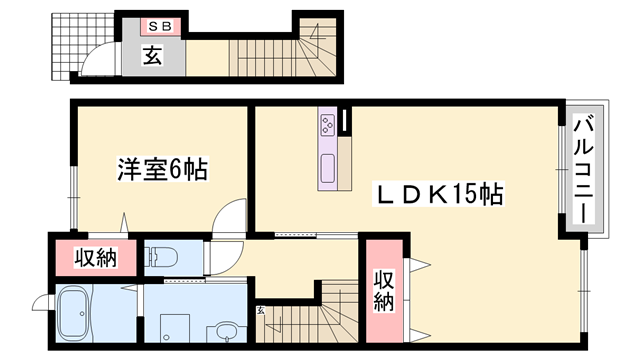 JASMINE(1LDK/2階)の間取り写真