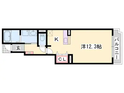 アンジェリカⅡ(1K/1階)の間取り写真