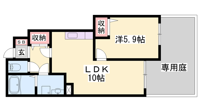 ジュピターⅠ(1LDK/1階)の間取り写真