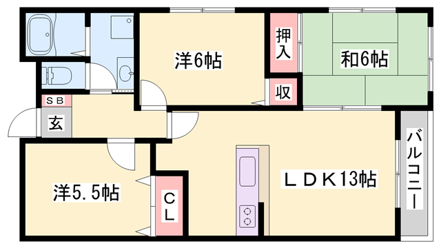 シャトレ21(3LDK/2階)の間取り写真