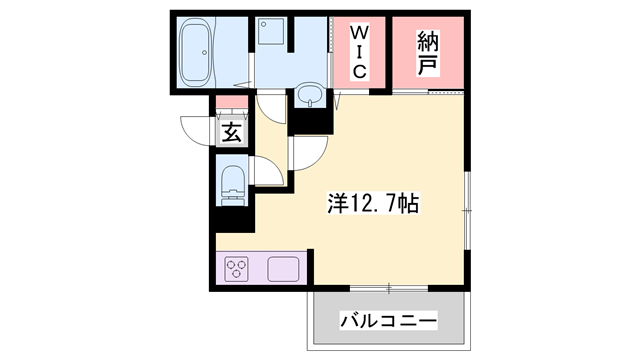D-PLACE飾磨駅前(ワンルーム/1階)の間取り写真