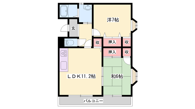 サンローヤル(2LDK/1階)の間取り写真