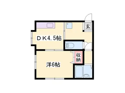 シャトリエ1(1DK/1階)の間取り写真