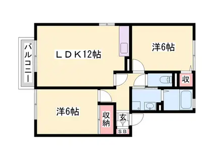 セジュール関戸B棟(2LDK/2階)の間取り写真