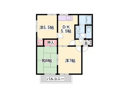 ディアス・オークラ(3DK/2階)の間取り写真