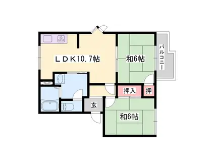 サングリーンハイツ(2LDK/2階)の間取り写真