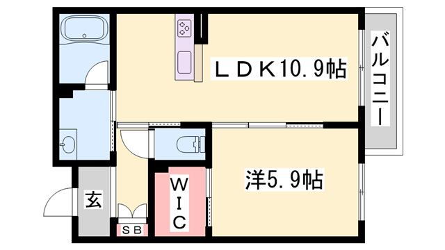 ザ フジイガーデンC・D(1LDK/1階)の間取り写真